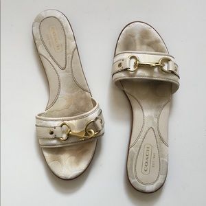 Coach Slide Sandals, White, size 8